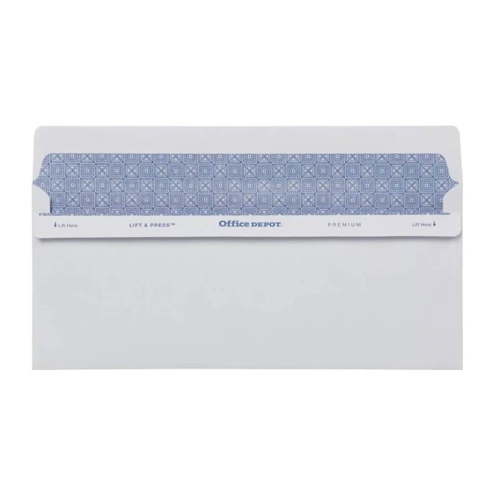 #10 Lift & Press Premium Security Envelopes, Self Seal, 100% Recycled, White, Box Of 100