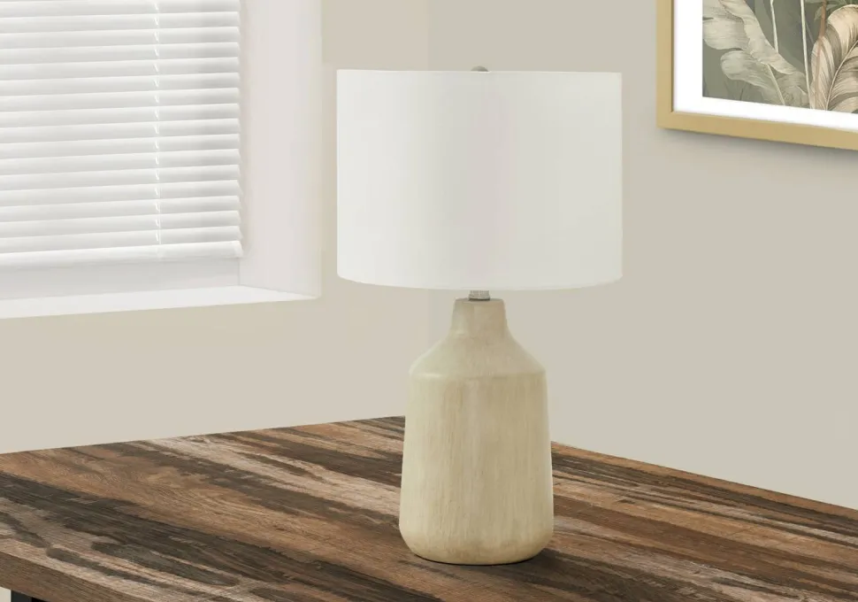 Lighting, 24"H, Table Lamp, Beige Concrete, Ivory / Cream Shade, Contemporary