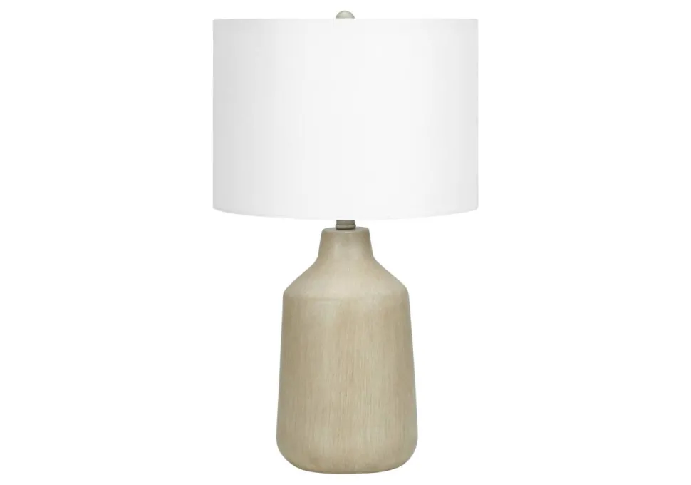 Lighting, 24"H, Table Lamp, Beige Concrete, Ivory / Cream Shade, Contemporary