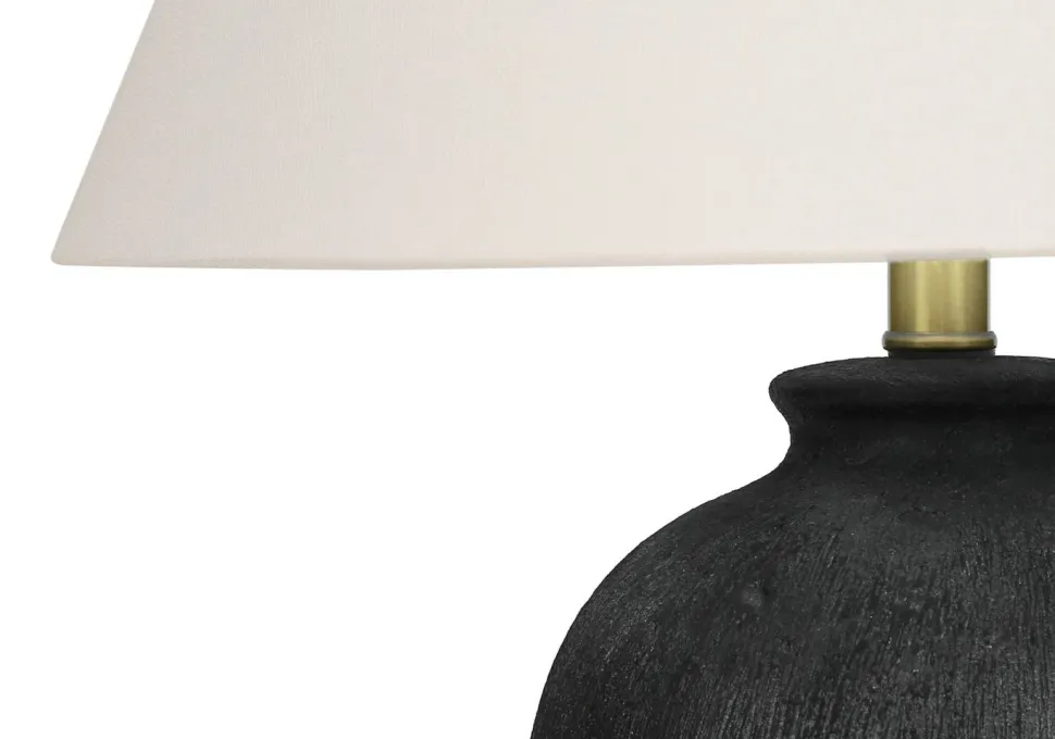 Lighting, 24"H, Table Lamp, Black Ceramic, Ivory / Cream Shade, Modern