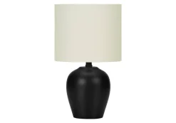 Lighting, 17"H, Table Lamp, Black Ceramic, Ivory / Cream Shade, Transitional