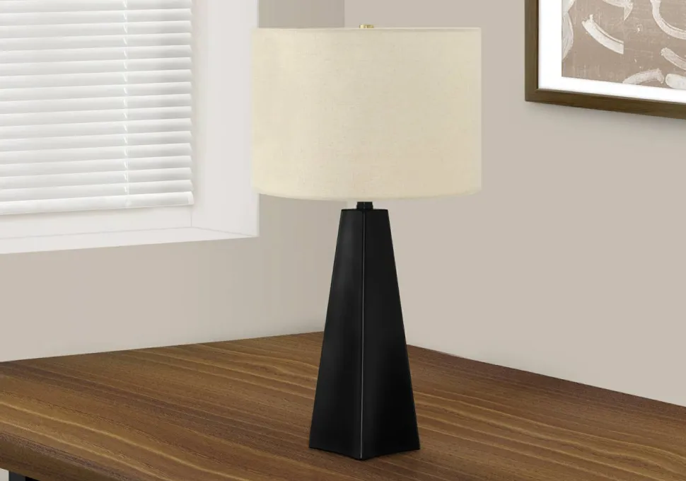 Lighting, 27"H, Table Lamp, Black Resin, Beige Shade, Modern