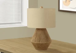 Lighting, 22"H, Table Lamp, Brown Rope, Beige Shade, Transitional
