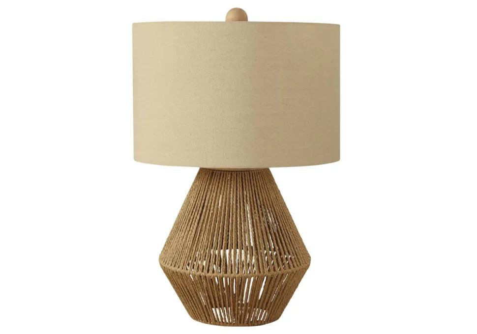 Lighting, 22"H, Table Lamp, Brown Rope, Beige Shade, Transitional