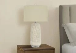 Lighting, 31"H, Table Lamp, Cream Ceramic, Beige Shade, Contemporary