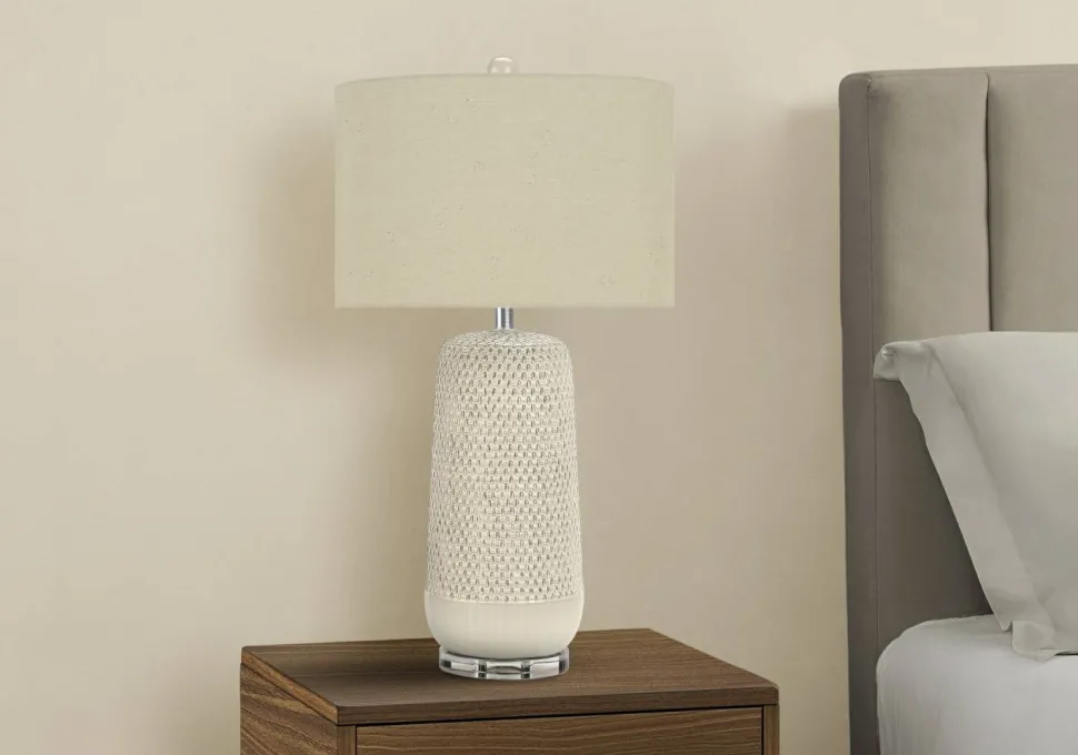 Lighting, 31"H, Table Lamp, Cream Ceramic, Beige Shade, Contemporary