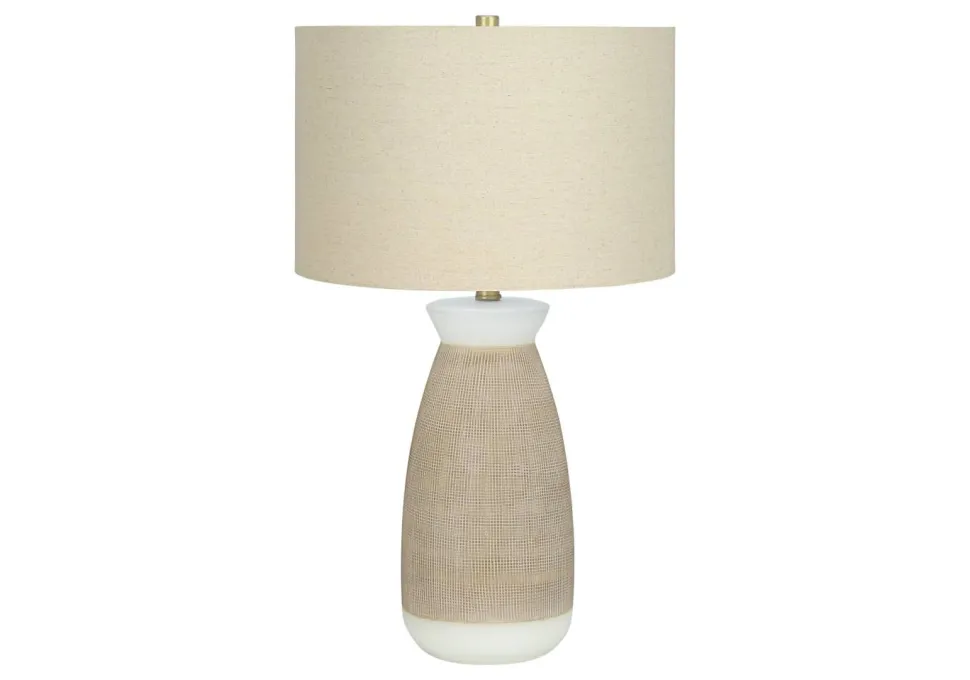 Lighting, 27"H, Table Lamp, Cream Ceramic, Beige Shade, Contemporary