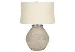 Lighting, 25"H, Table Lamp, Cream Concrete, Beige Shade, Contemporary