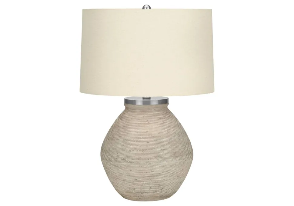 Lighting, 25"H, Table Lamp, Cream Concrete, Beige Shade, Contemporary