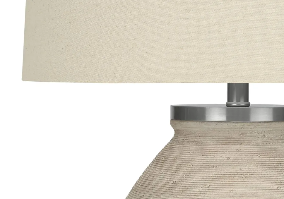 Lighting, 25"H, Table Lamp, Cream Concrete, Beige Shade, Contemporary