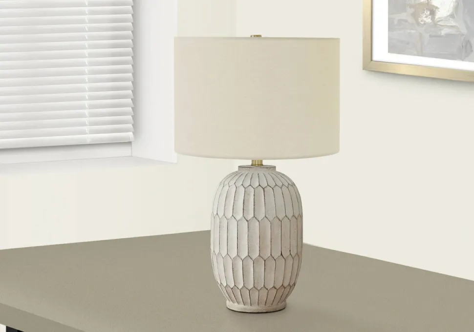 Lighting, 24"H, Table Lamp, Cream Resin, Ivory / Cream Shade, Transitional