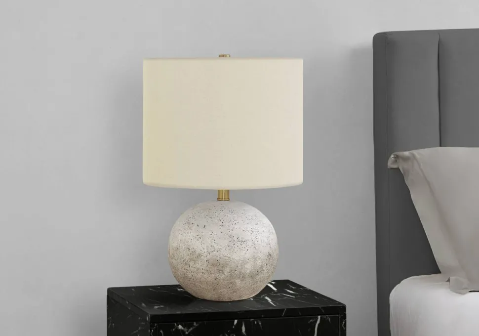 Lighting, 20"H, Table Lamp, Grey Concrete, Ivory / Cream Shade, Contemporary