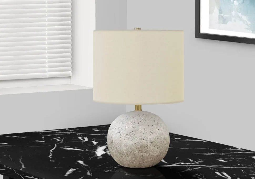 Lighting, 20"H, Table Lamp, Grey Concrete, Ivory / Cream Shade, Contemporary