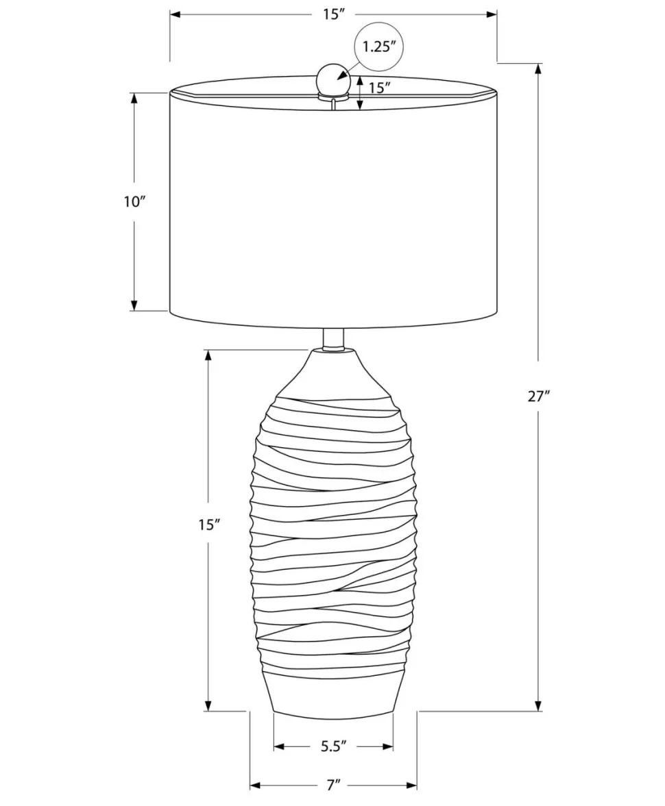 Lighting, 27"H, Table Lamp, Grey Resin, Ivory / Cream Shade, Modern