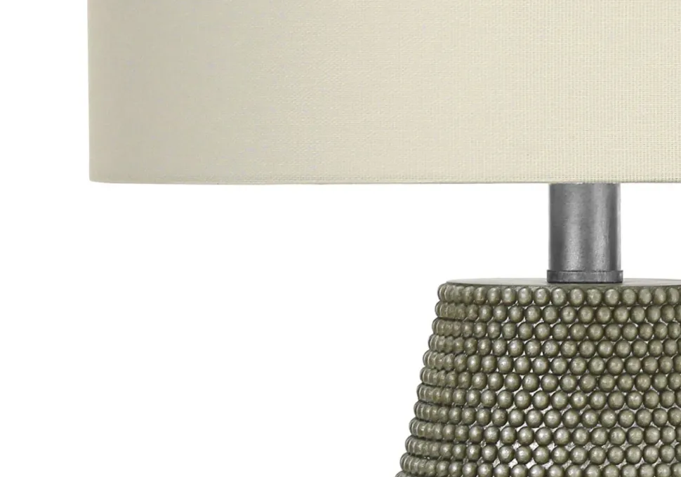Lighting, 24"H, Table Lamp, Grey Resin, Ivory / Cream Shade, Contemporary