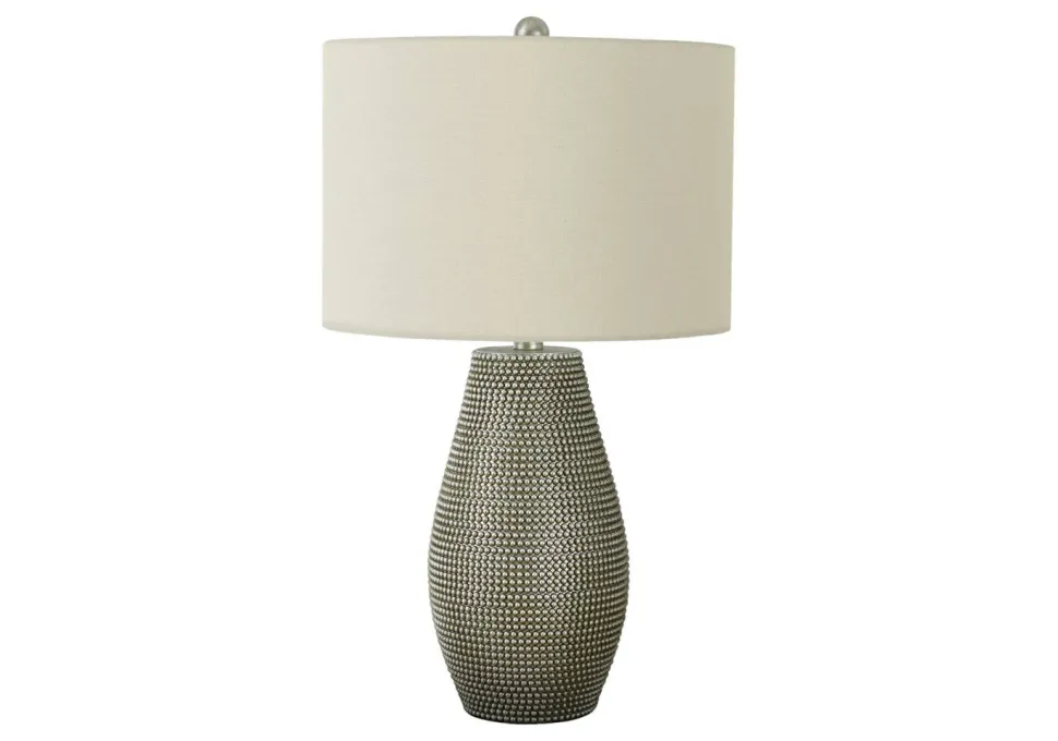 Lighting, 24"H, Table Lamp, Grey Resin, Ivory / Cream Shade, Contemporary