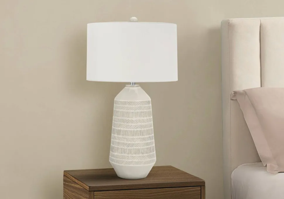 Lighting, 33"H, Table Lamp, Ivory / Cream Shade, Cream Ceramic, Contemporary