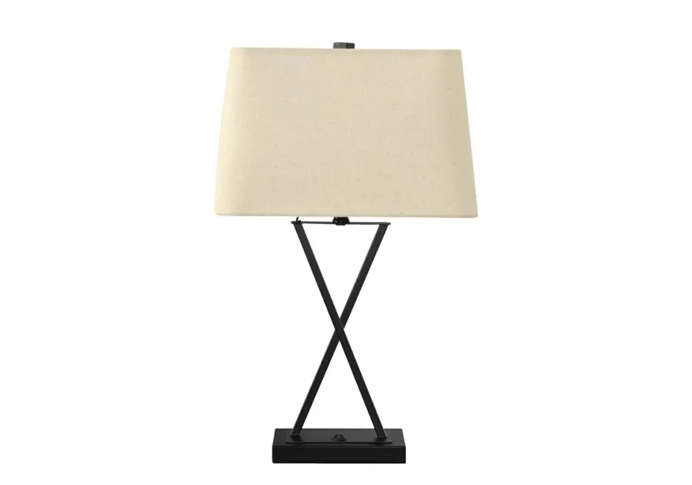 Lighting, 25"H, Table Lamp, Usb Port Included, Black Metal, Beige Shade, Transitional