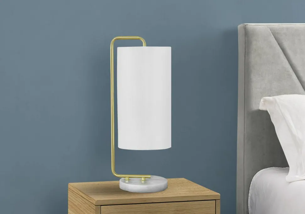 Lighting, 20"H, Table Lamp, White Marble, Ivory / Cream Shade, Contemporary
