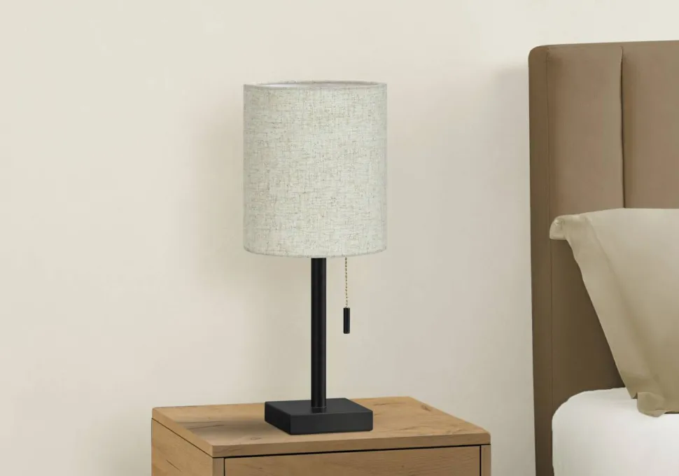 Lighting, Set Of 2, 17"H, Table Lamp, Usb Port Included, Black Metal, Beige Shade, Contemporary