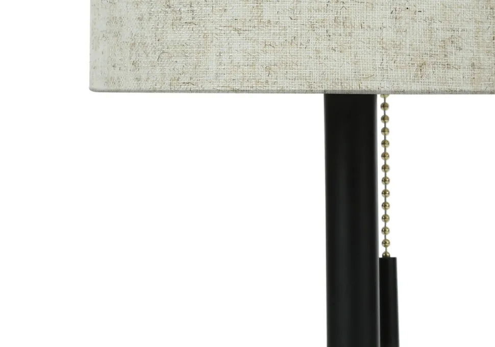Lighting, Set Of 2, 17"H, Table Lamp, Usb Port Included, Black Metal, Beige Shade, Contemporary