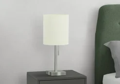 Lighting, Set Of 2, 17"H, Table Lamp, Usb Port Included, Nickel Metal, Ivory / Cream Shade, Contemporary