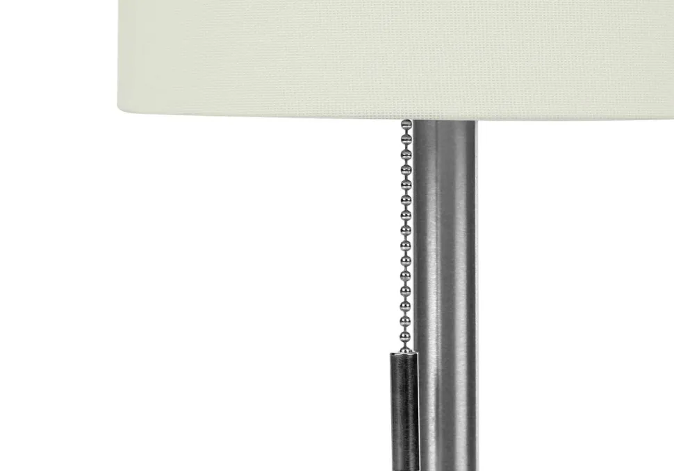 Lighting, Set Of 2, 17"H, Table Lamp, Usb Port Included, Nickel Metal, Ivory / Cream Shade, Contemporary