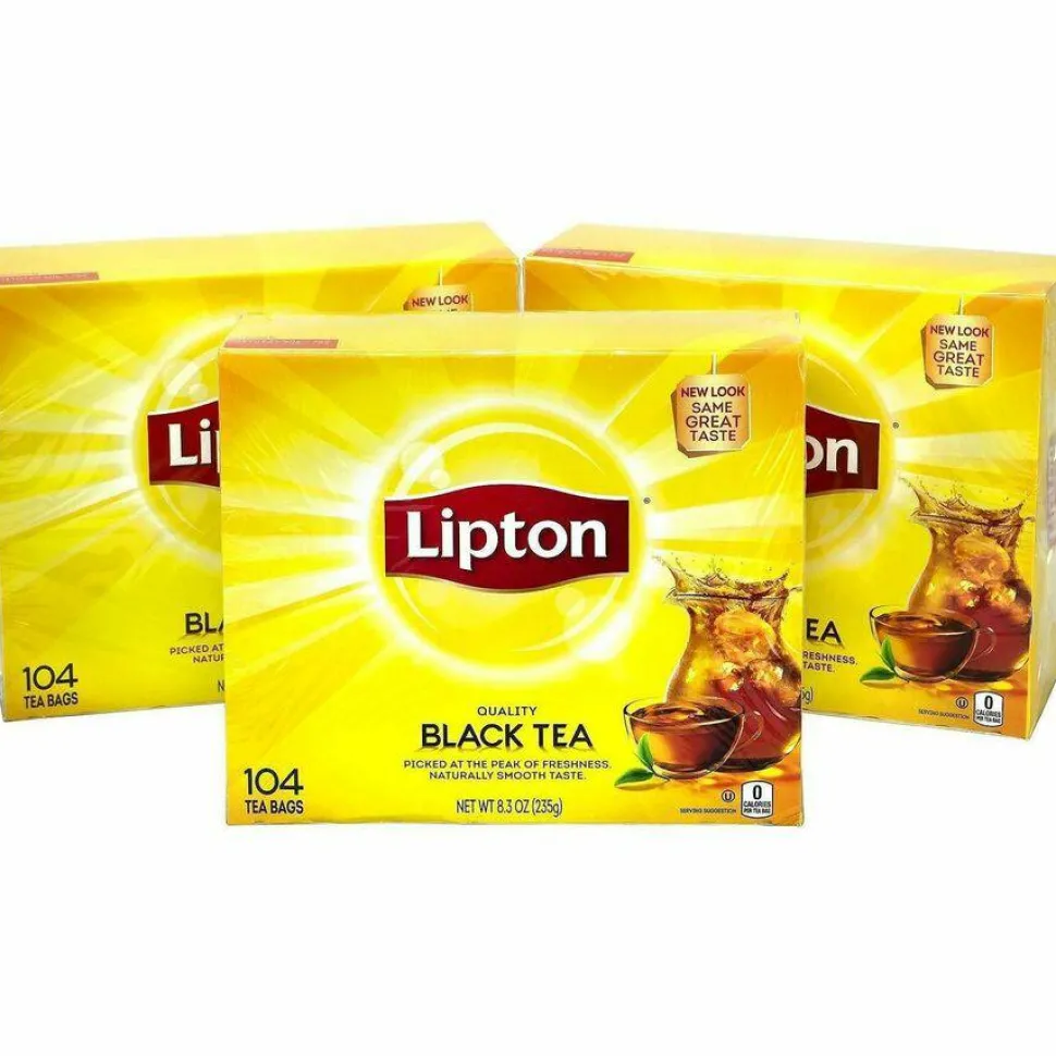Lipton Tea Bags, Black, 0.07 oz Bags, 312 Bags/Carton