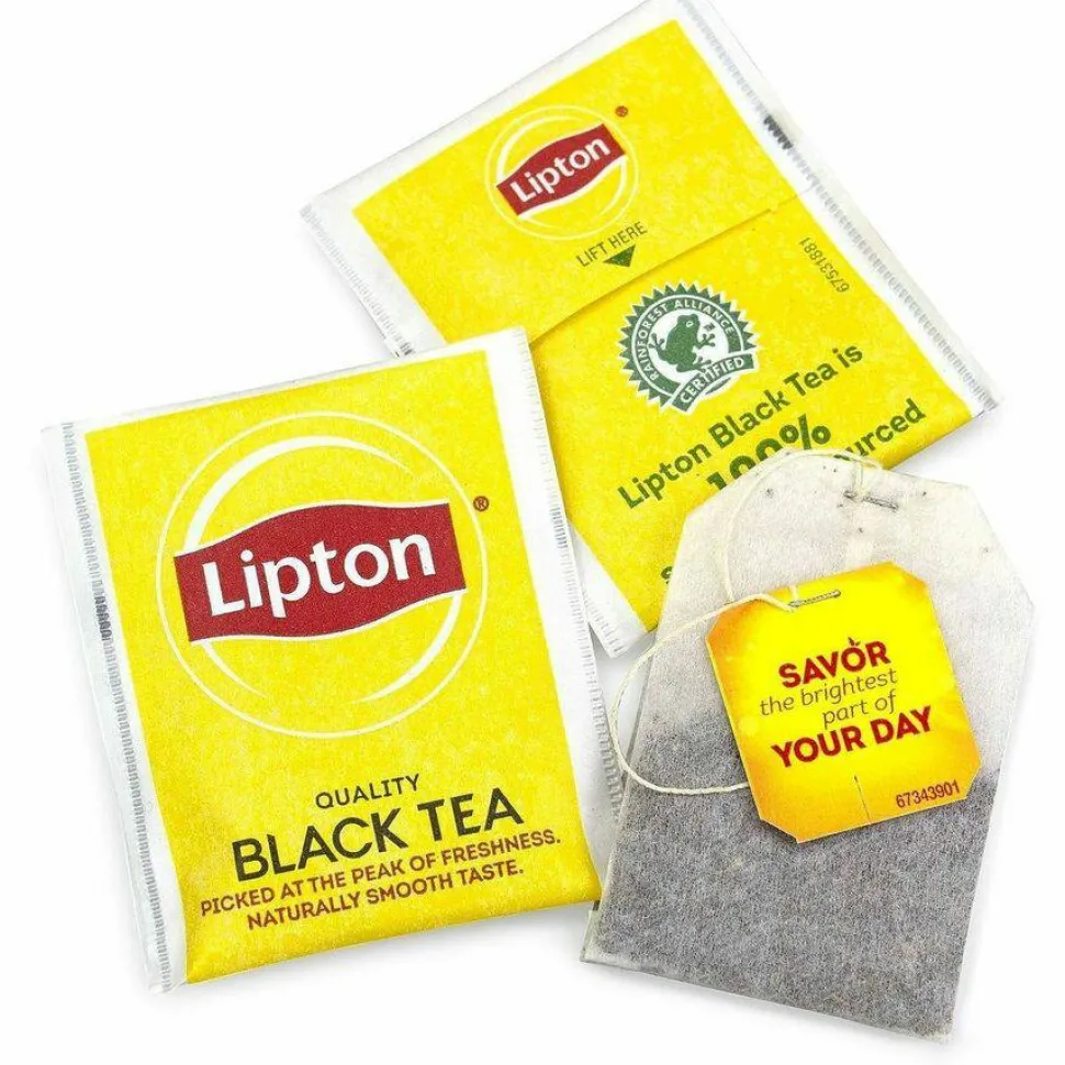 Lipton Tea Bags, Black, 0.07 oz Bags, 312 Bags/Carton