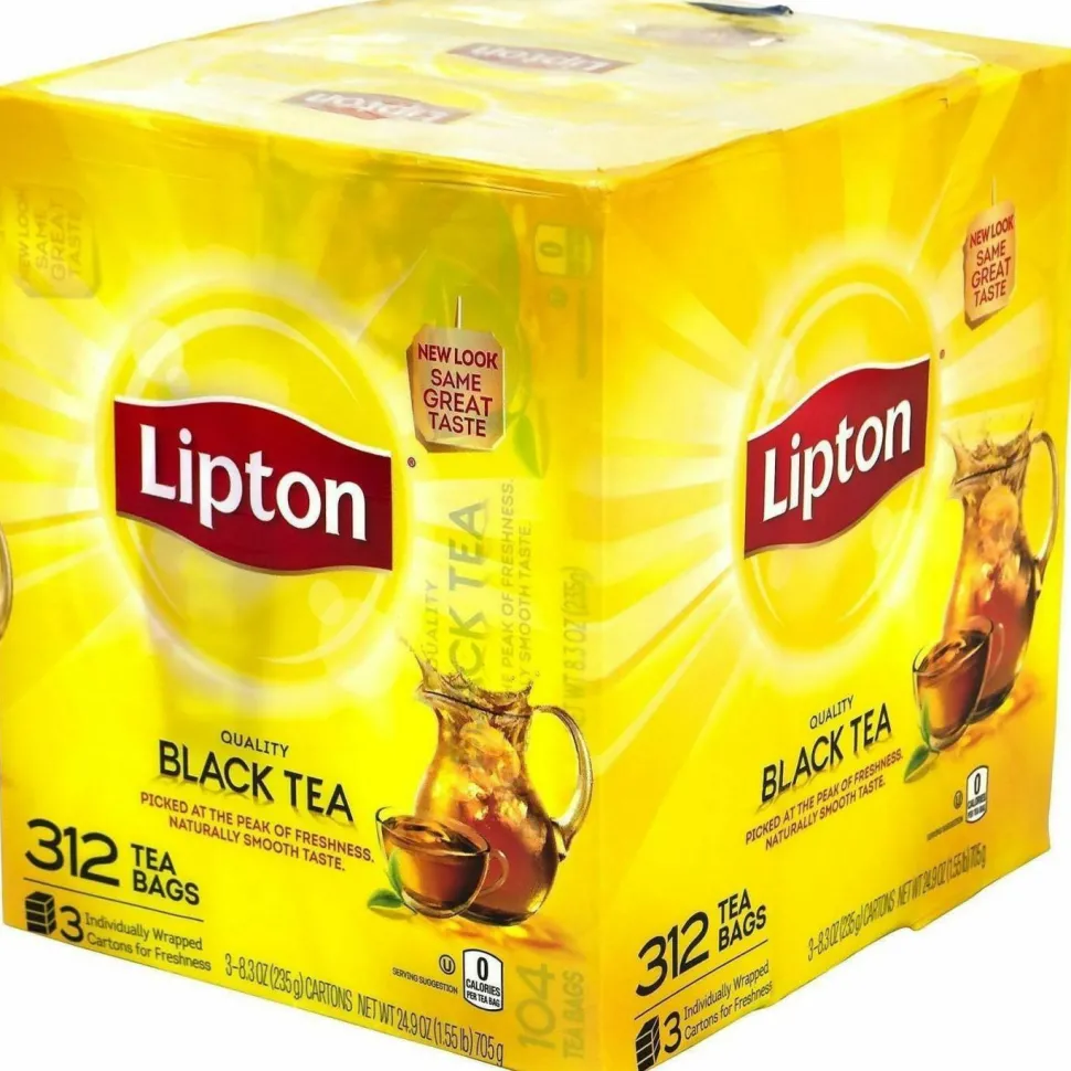 Lipton Tea Bags, Black, 0.07 oz Bags, 312 Bags/Carton