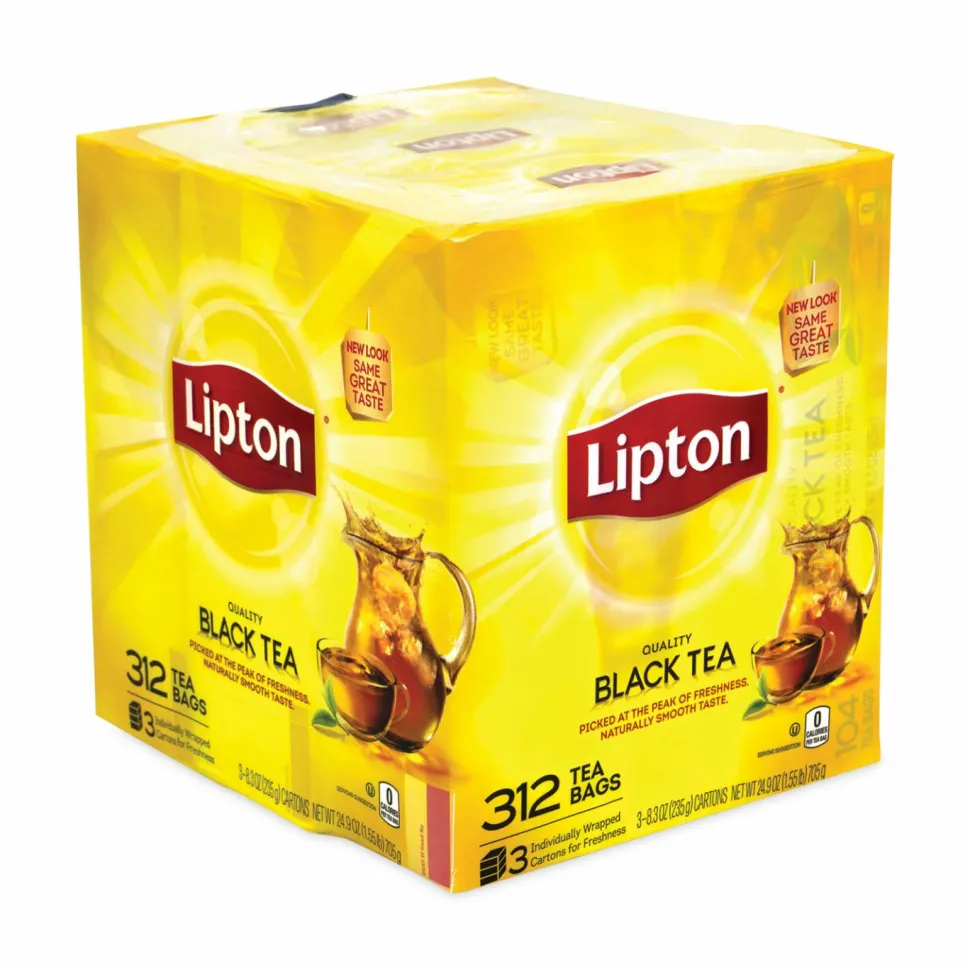 Lipton Tea Bags, Black, 0.07 oz Bags, 312 Bags/Carton