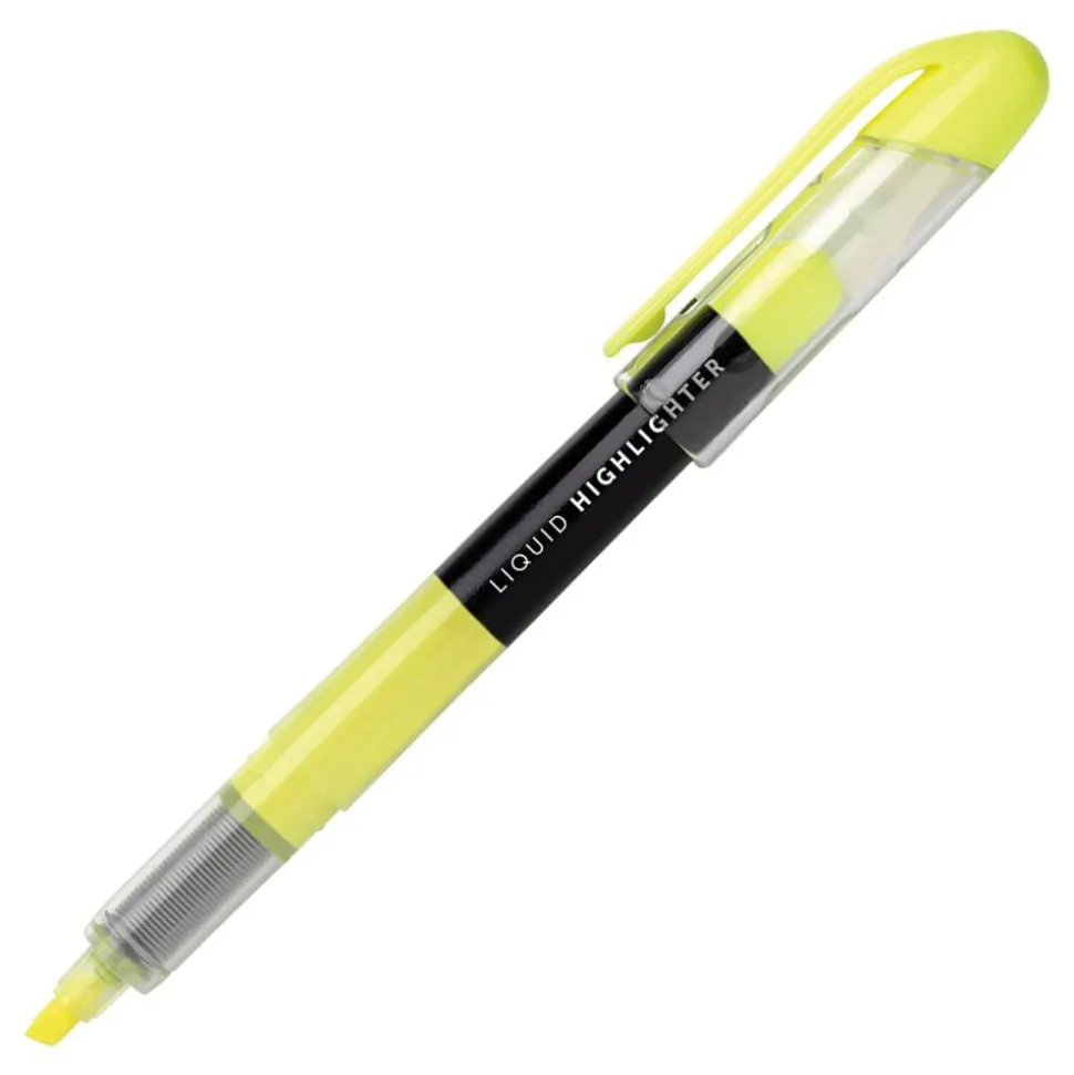 Liquid Ink Highlighters With Chisel Tips, Assorted Colors, Pack Of 12