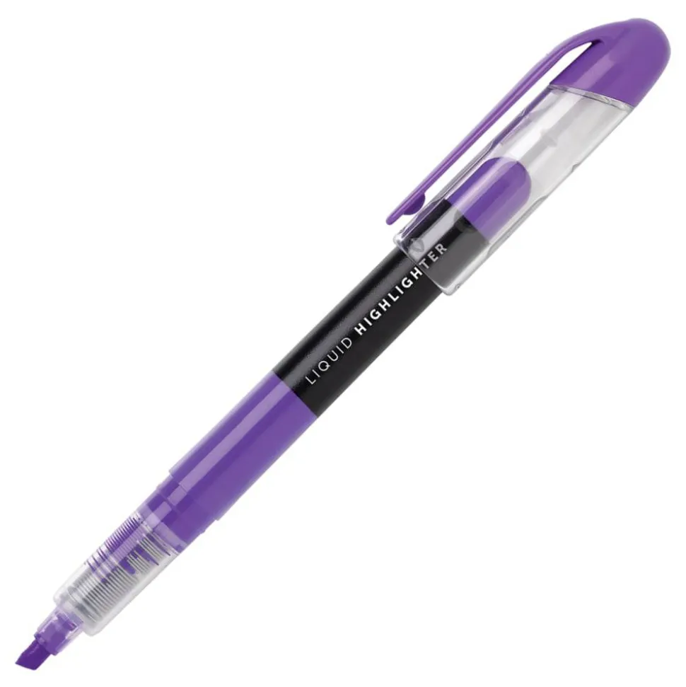 Liquid Ink Highlighters With Chisel Tips, Assorted Colors, Pack Of 12