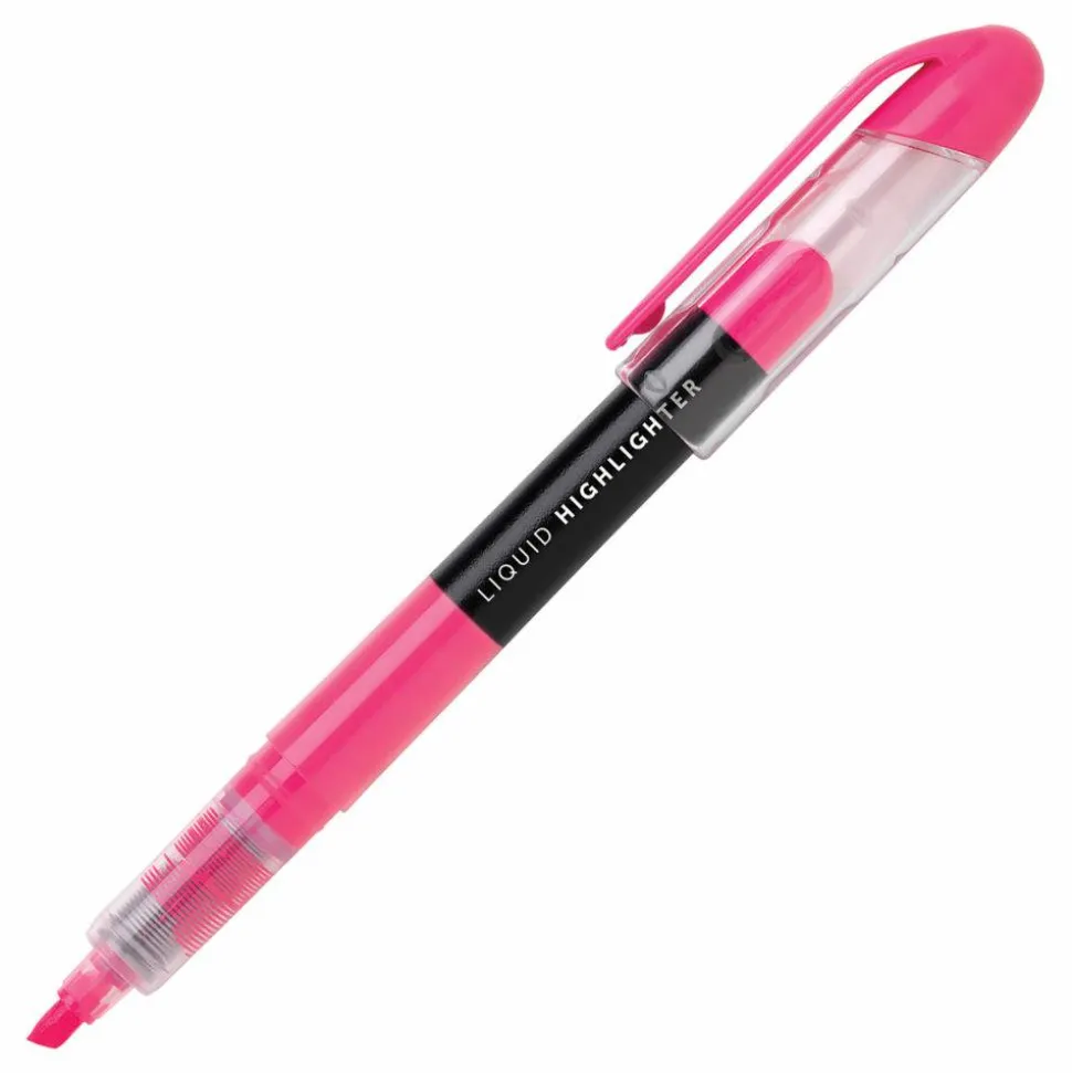 Liquid Ink Highlighters With Chisel Tips, Assorted Colors, Pack Of 12