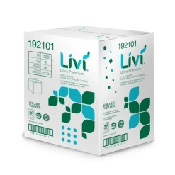 Livi Ultra Premium Facial Tissue, Cube Box, 2-Ply, White, 80 Sheets/Box, 4 Boxes/Pack, 6 Packs/Carton