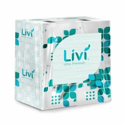 Livi Ultra Premium Facial Tissue, Cube Box, 2-Ply, White, 80 Sheets/Box, 4 Boxes/Pack, 6 Packs/Carton