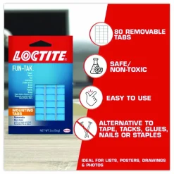 Loctite Fun-Tak Mounting Putty, Repositionable and Reusable, 6 Strips, 2 oz