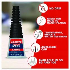 Loctite Longneck Bottle Super Glue, 0.18 oz, Dries Clear