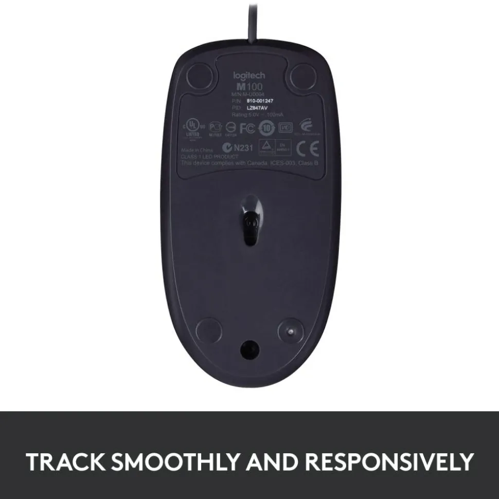 Logitech B100 Optical USB Mouse, Black