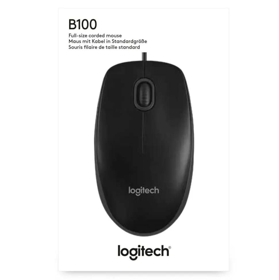 Logitech B100 Optical USB Mouse, Black