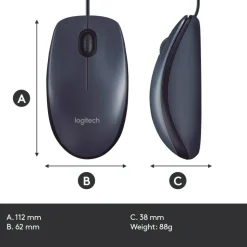 Logitech B100 Optical USB Mouse, Black