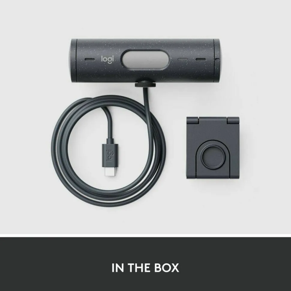 Logitech Brio 500 Full HD webcam, auto framing, noise-reducing mics, privacy shutter, streaming & video calling, Graphite