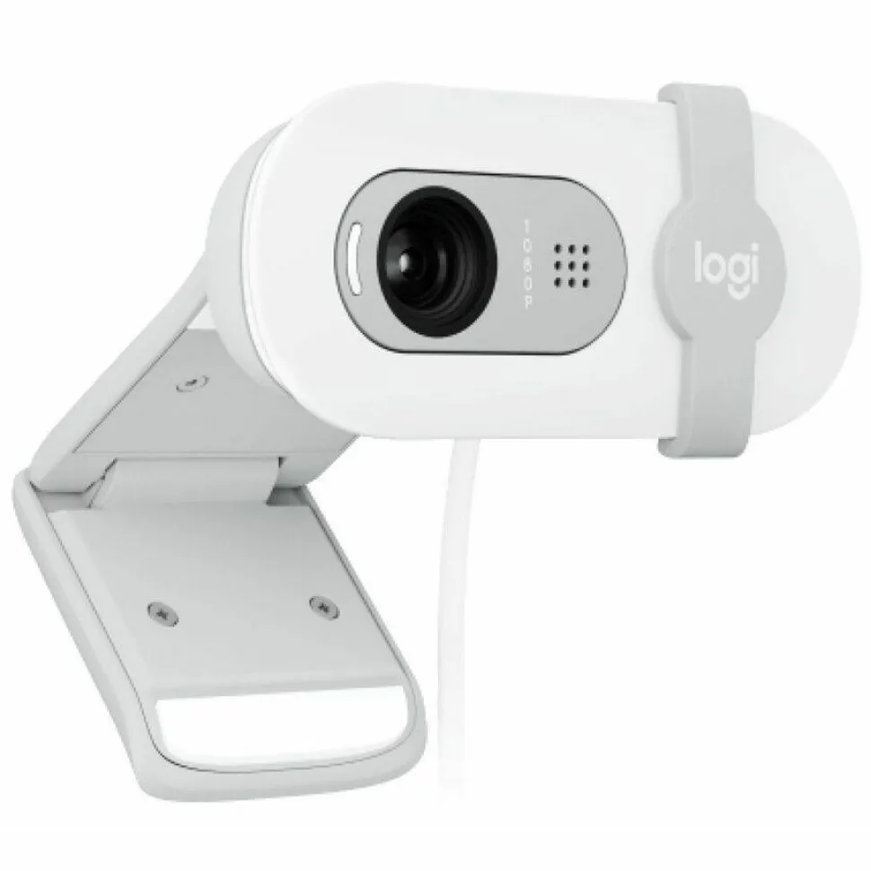 Logitech Brio 100 Full HD Webcam for Meetings and Streaming, Auto-Light Balance, Built-In Mic, Privacy Shutter, USB-A, Off-White
