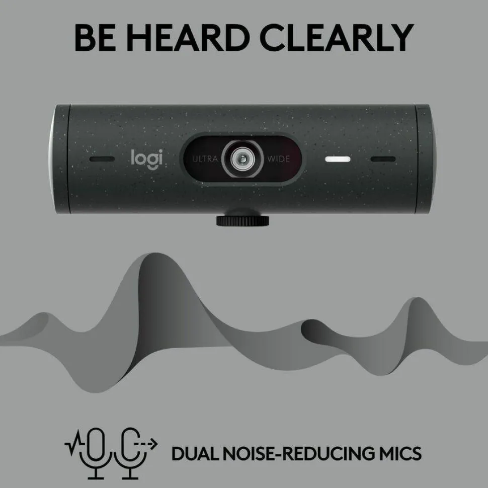 Logitech Brio 505 Full HD Webcam, TAA Compliant, Auto-Framing, Show Mode, Dual Noise Reduction Mics, Privacy Shutter