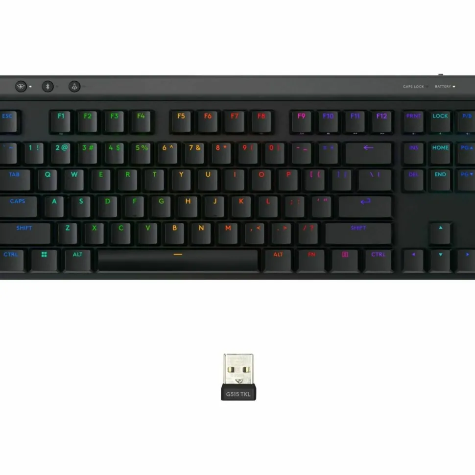 Logitech G515 LIGHTSPEED TKL Low Profile Wireless Gaming Keyboard, LIGHTSYNC RGB, Thin Tenkeyless Design, PBT Keycaps, Tactile (Brown) Mechanical Switches, Black