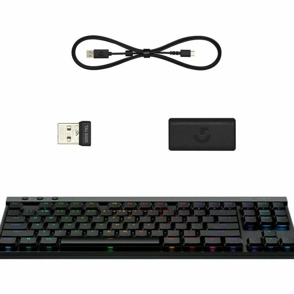 Logitech G515 LIGHTSPEED TKL Low Profile Wireless Gaming Keyboard, LIGHTSYNC RGB, Thin Tenkeyless Design, PBT Keycaps, Tactile (Brown) Mechanical Switches, Black