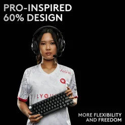 Logitech G PRO X 60 LIGHTSPEED Wireless Gaming Keyboard, Ultra Compact TKL 60% Mechanical Keyboard for Windows PC, LIGHTSYNC RGB, Dual-Shot PBT Keycaps, GX Optical Linear Switches, Black