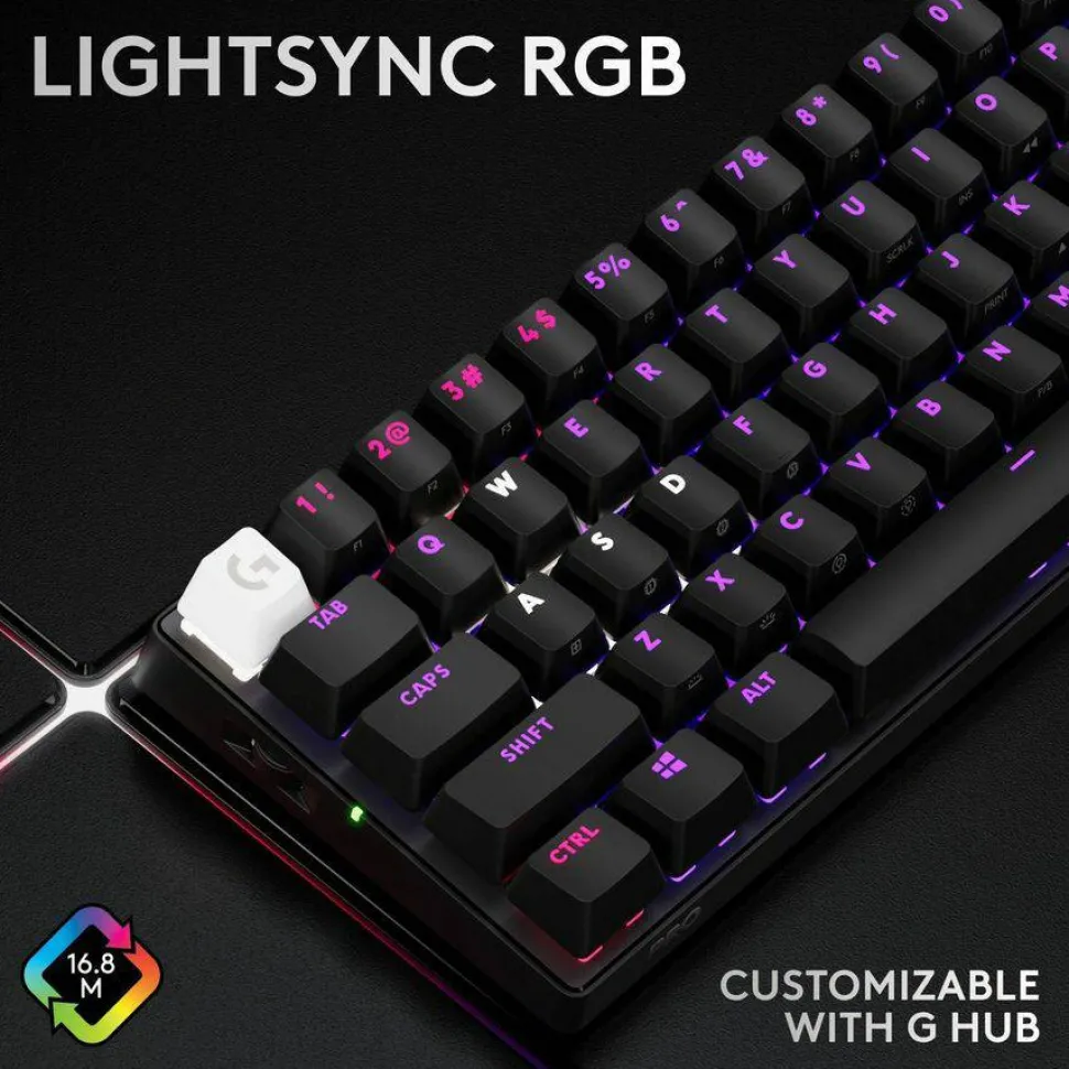 Logitech G PRO X 60 LIGHTSPEED Wireless Gaming Keyboard, Ultra Compact TKL 60% Mechanical Keyboard for Windows PC, LIGHTSYNC RGB, Dual-Shot PBT Keycaps, GX Optical Linear Switches, Black