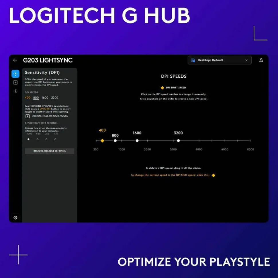 Logitech G203 Wired Gaming Mouse, 8,000 DPI, Rainbow Optical Effect LIGHTSYNC RGB, 6 Programmable Buttons, Lilac