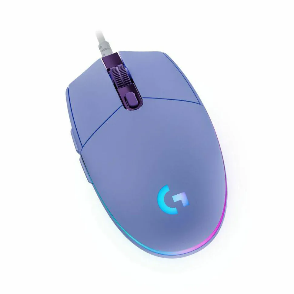 Logitech G203 Wired Gaming Mouse, 8,000 DPI, Rainbow Optical Effect LIGHTSYNC RGB, 6 Programmable Buttons, Lilac